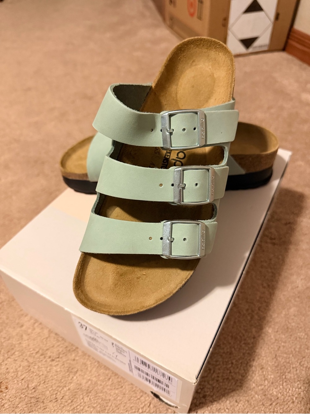 Papillio by Birkenstock Florida Triple Buckle Sage Green Flex Platform Sandals